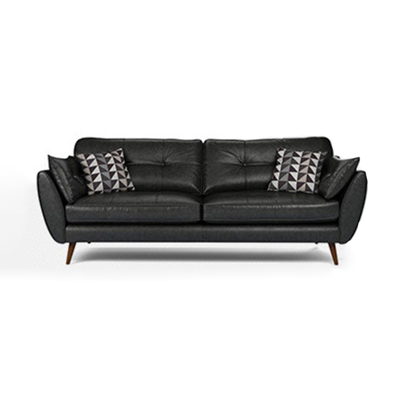 33.4" H 3-4 Seater Faux Leather Flared Arm Sofa for Living Room