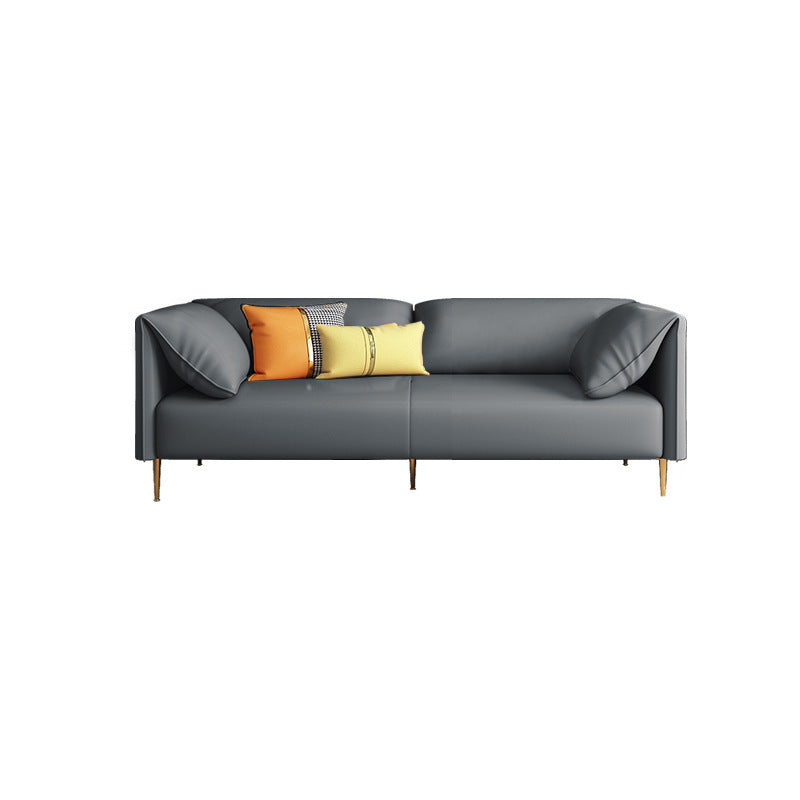 Faux Leather Modern Pillow Top Arm Sofa Standard Sofa for Living Room, Apartment