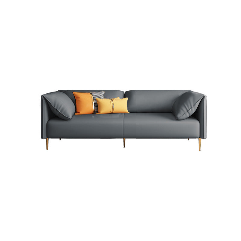 Faux Leather Modern Pillow Top Arm Sofa Standard Sofa for Living Room, Apartment