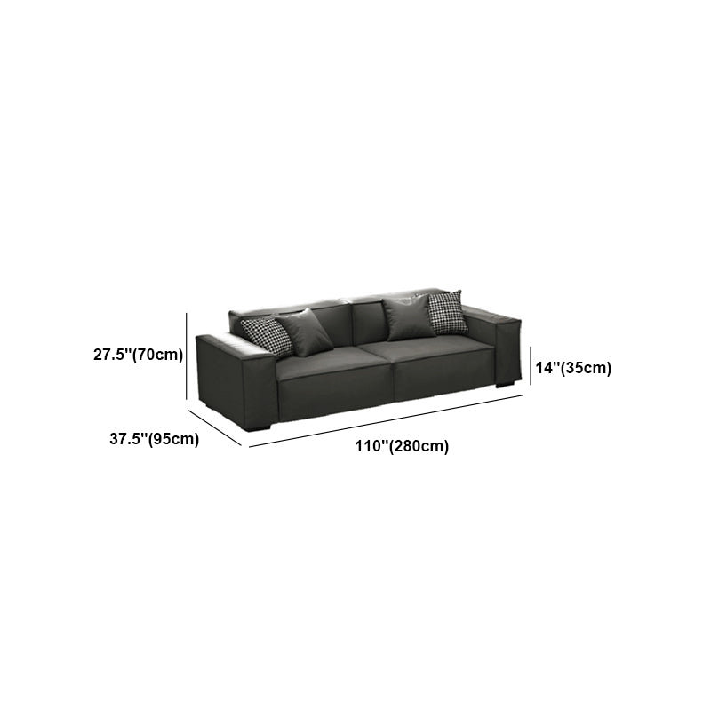 Grey Faux Leather Contemporary Square Arm Sofa Stain Resistant Standard Sofa