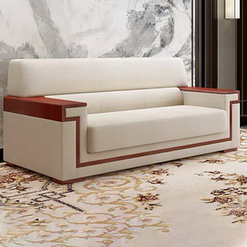 White Contemporary Sectional Square Arm Standard Sofa for Living Room, Apartment