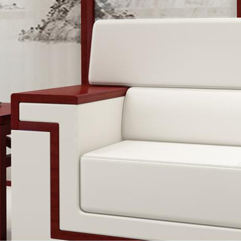 White Contemporary Sectional Square Arm Standard Sofa for Living Room, Apartment