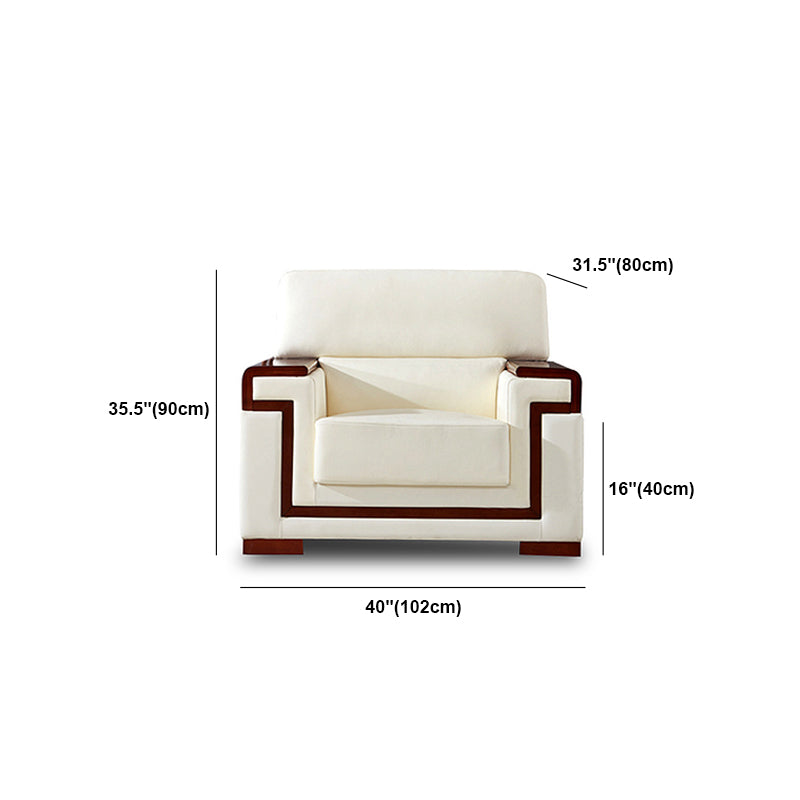 White Contemporary Sectional Square Arm Standard Sofa for Living Room, Apartment