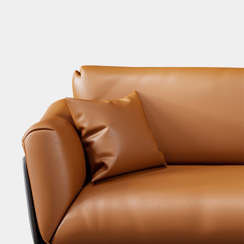 Contemporary Glam Faux Leather Sofa with Wear-resisting, Square Arm for Living Room