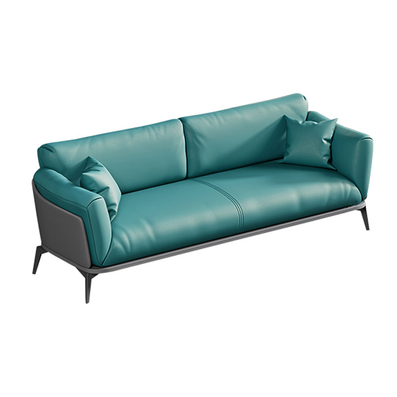Contemporary Glam Faux Leather Sofa with Wear-resisting, Square Arm for Living Room