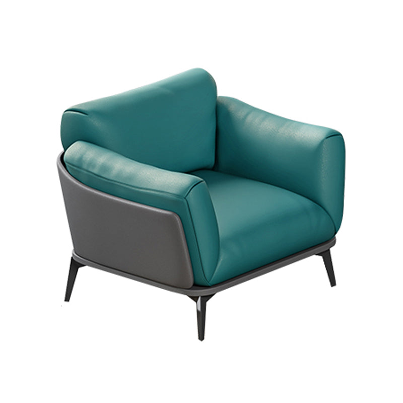 Contemporary Glam Faux Leather Sofa with Wear-resisting, Square Arm for Living Room