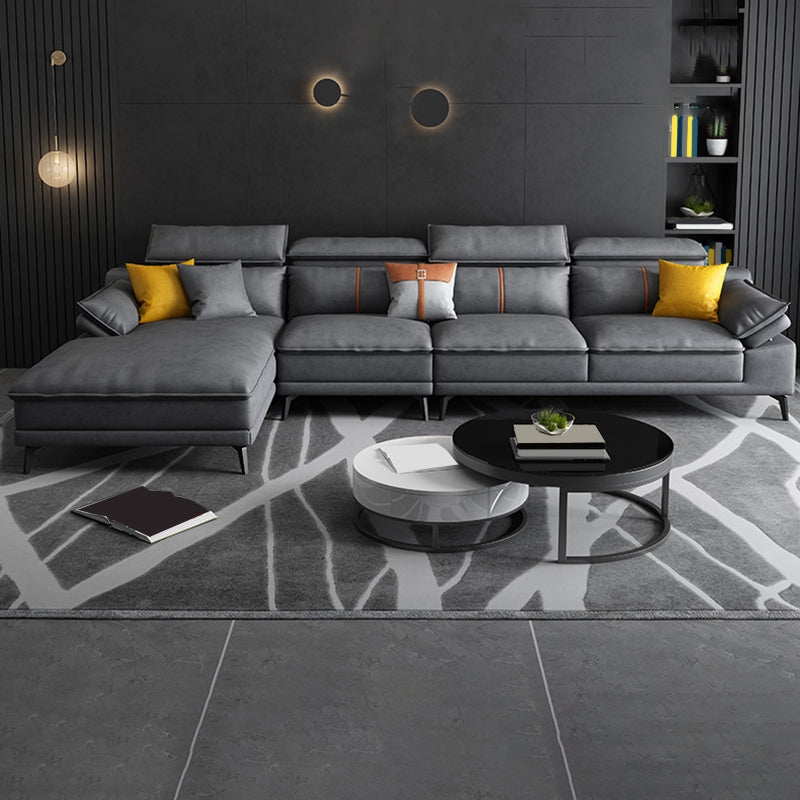Grey Modern Adjustable Sofa & Chaise Pillow Top Arm Sectional
