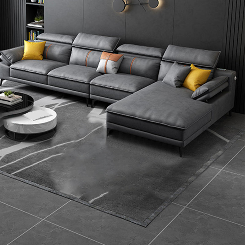 Grey Modern Adjustable Sofa & Chaise Pillow Top Arm Sectional