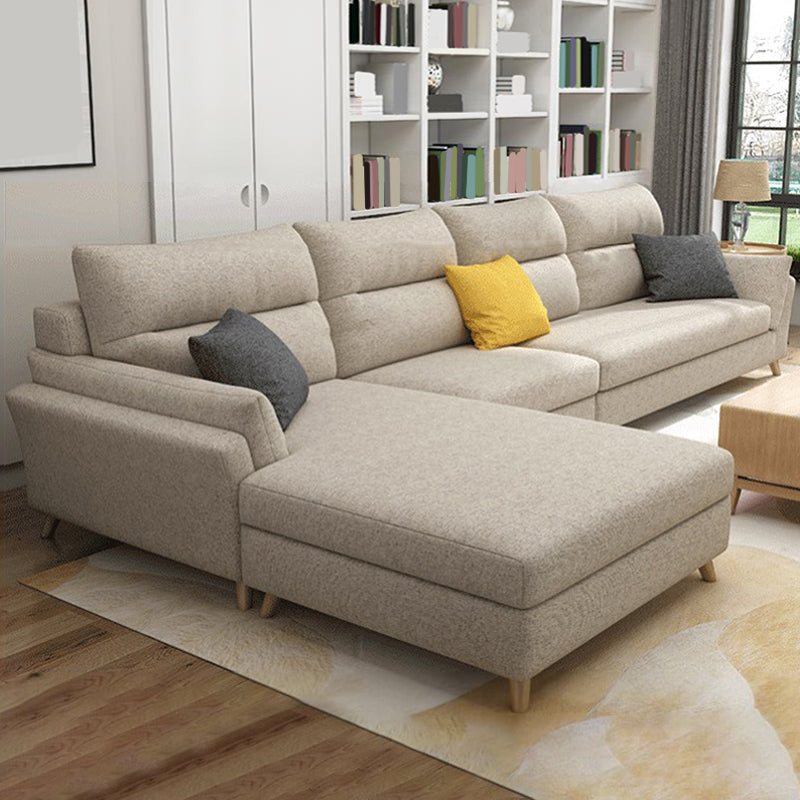 Modern Slipcovered Sofa & Chaise Fabric Flared Arm Sectional