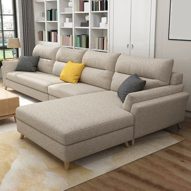 Modern Slipcovered Sofa & Chaise Fabric Flared Arm Sectional