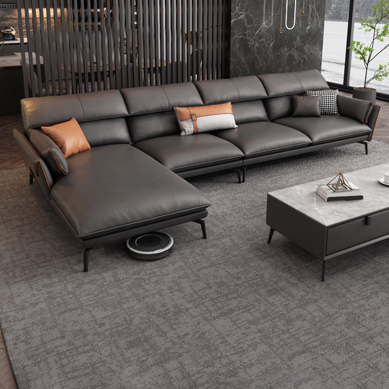 Stain Resistant Modernism Sofa & Chaise Flared Arm Sectional