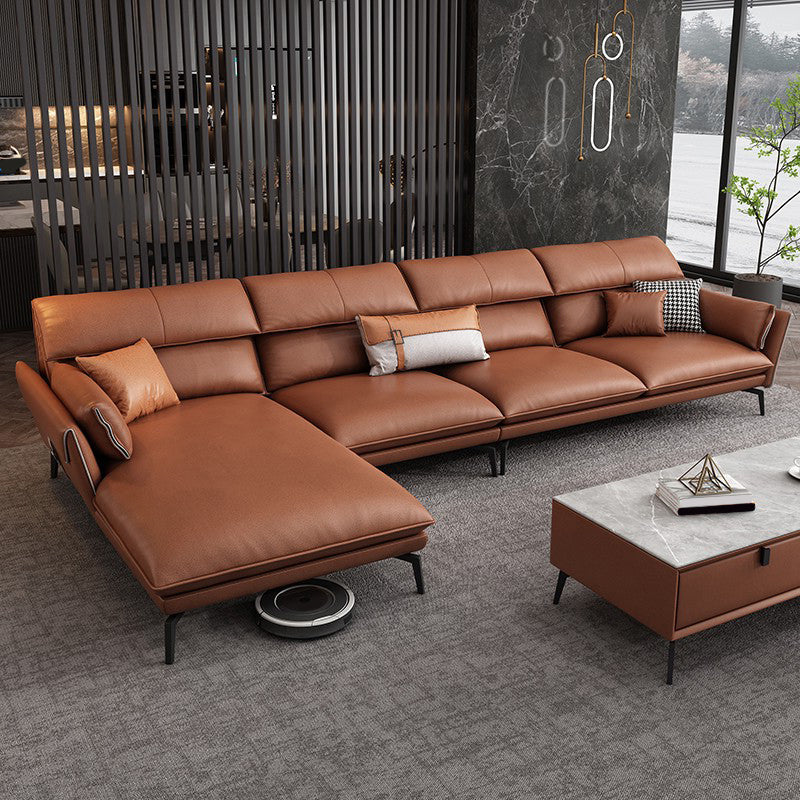 Stain Resistant Modernism Sofa & Chaise Flared Arm Sectional