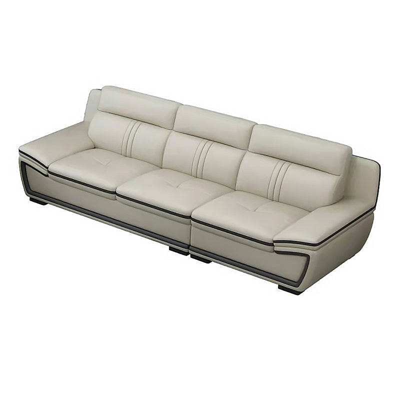 Tufted Pillow Top Arm Sectional Modernism Beige Genuine Leather Sofa&chaise