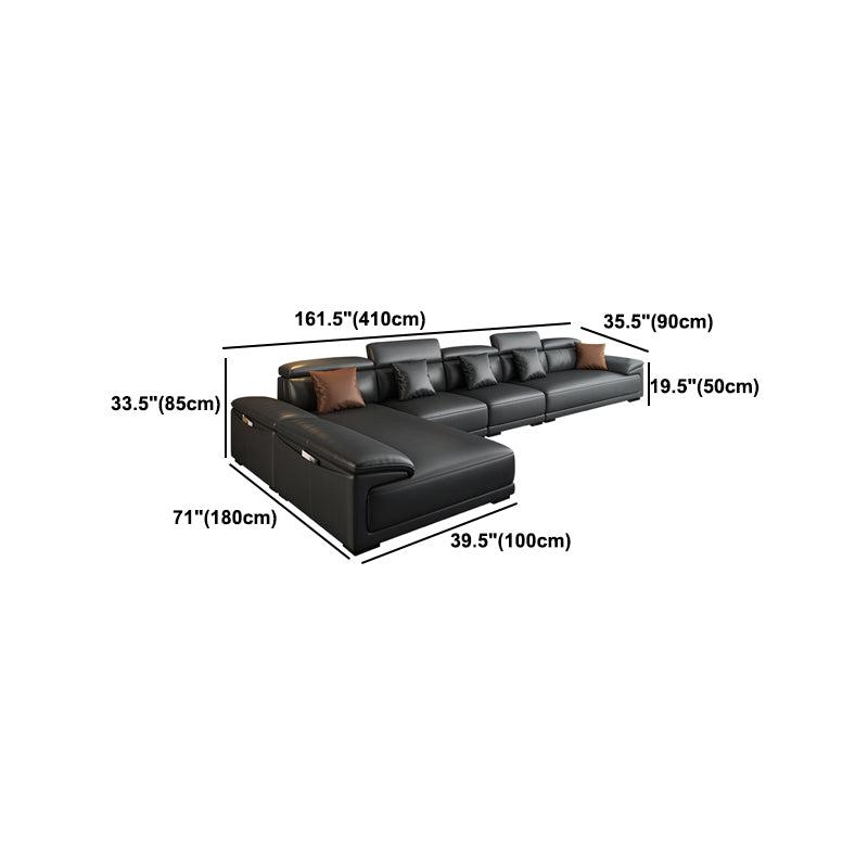 Modern Adjustable Sectional in Black Pillow Top Arm Sectional