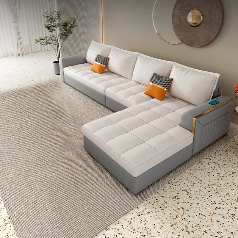 Stain Resistant Sofa Bed USB Charging Convertible Sectional with Storage
