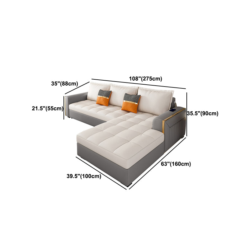 Stain Resistant Sofa Bed USB Charging Convertible Sectional with Storage