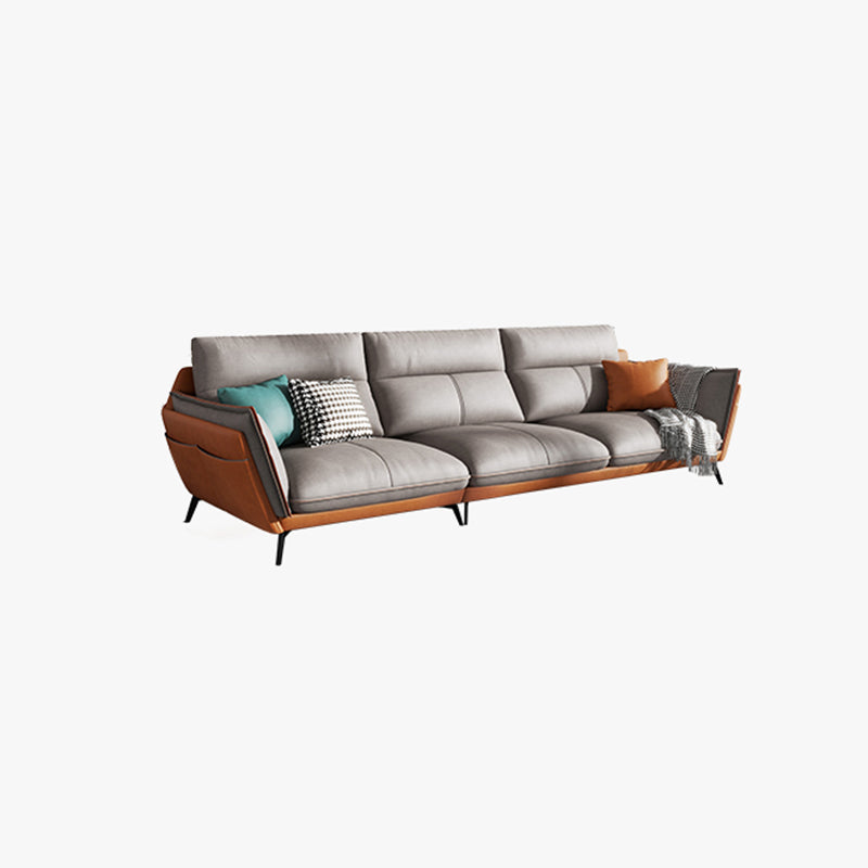 Flared Arm Stain Resistant Sectional Gray Faux Leather with Storage