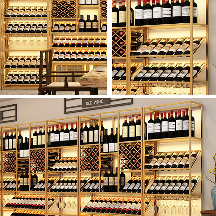 Luxury Iron Wine Bottle Holder Led Strip Floor Bottle Rack for Winery