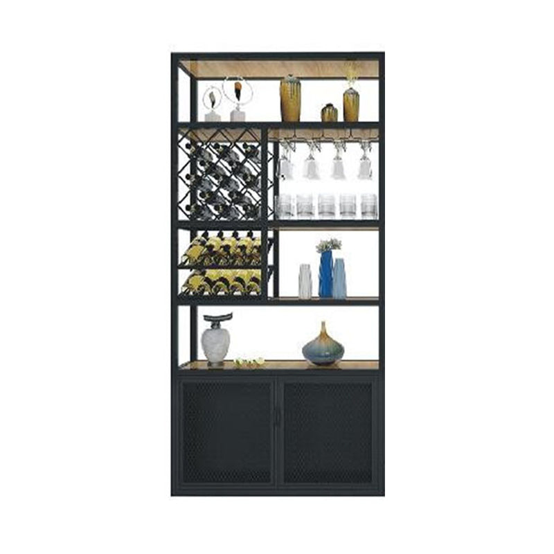 Iron Freestanding Wine Bottle & Glass Rack Modern Wine Rack with Shelf