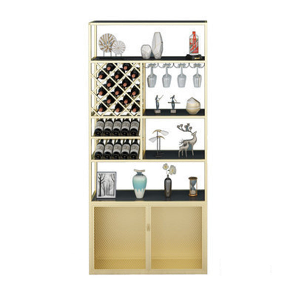 Iron Freestanding Wine Bottle & Glass Rack Modern Wine Rack with Shelf