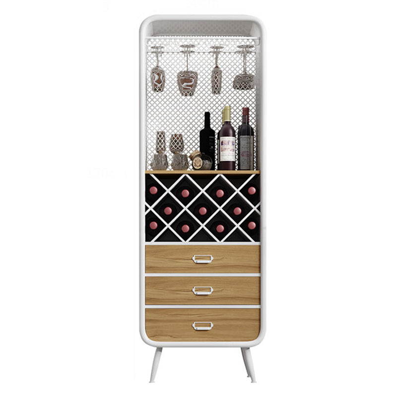Industrial Floor Wine Bottle & Glass Rack Metal Wine Rack with Shelf