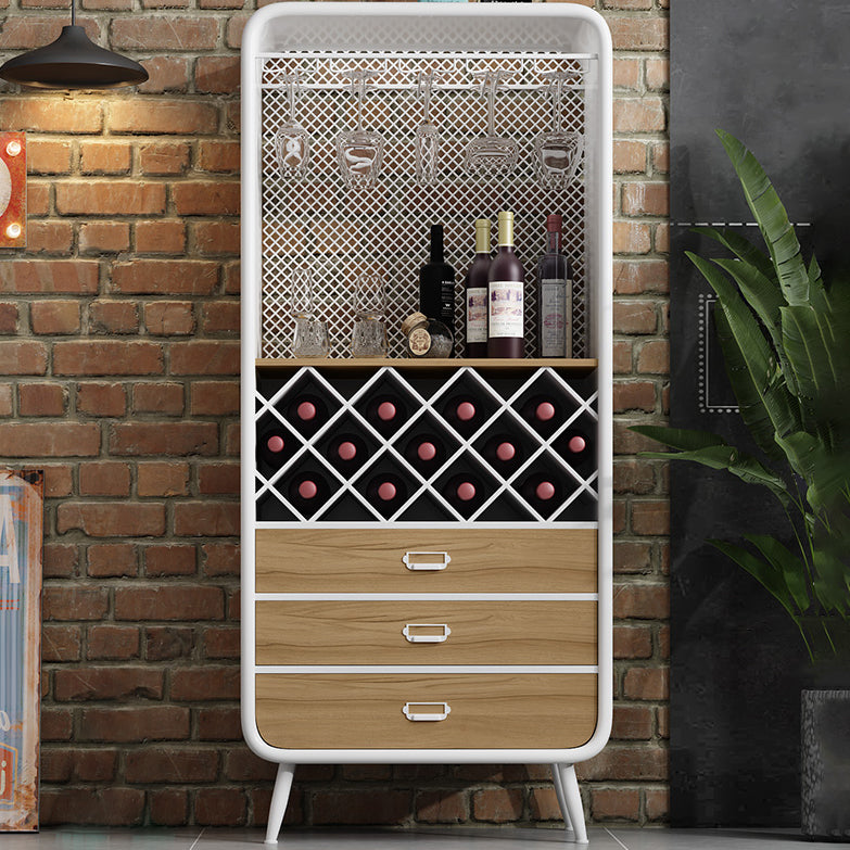 Industrial Floor Wine Bottle & Glass Rack Metal Wine Rack with Shelf