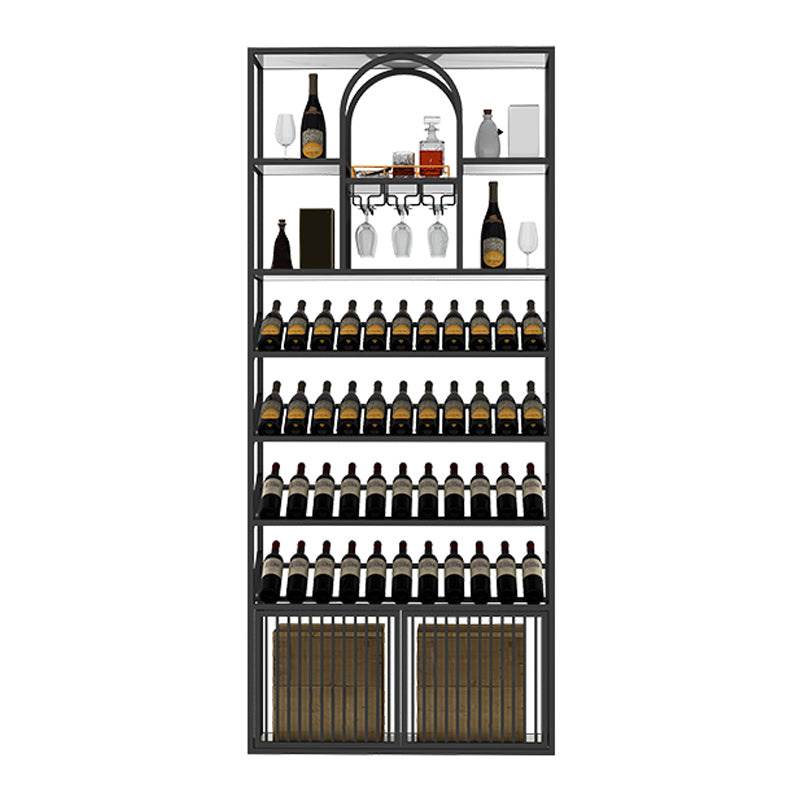 Luxury Freestanding Wine Bottle Rack Metal with Storage Shelves Bottle Holder