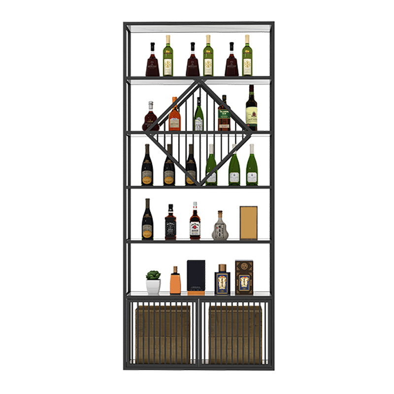 Luxury Freestanding Wine Bottle Rack Metal with Storage Shelves Bottle Holder