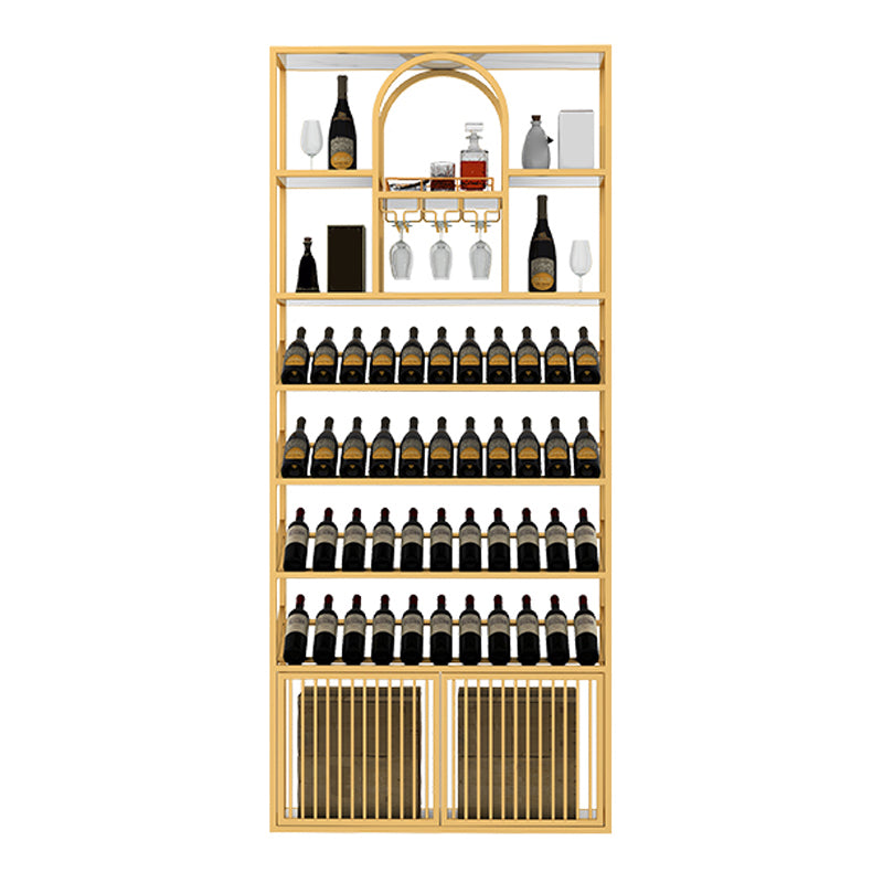 Luxury Freestanding Wine Bottle Rack Metal with Storage Shelves Bottle Holder