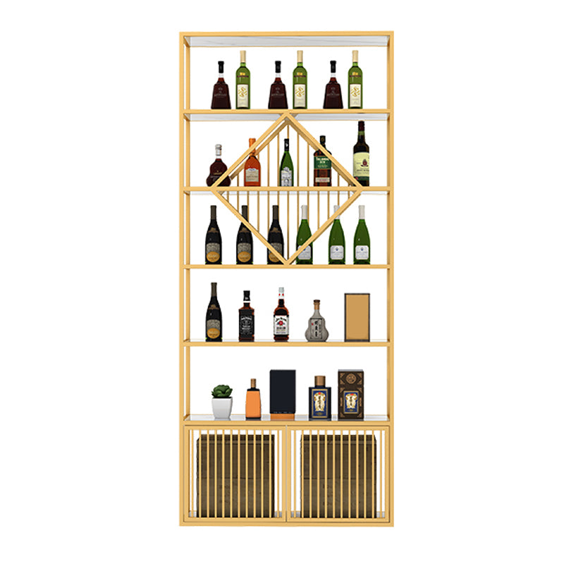 Luxury Freestanding Wine Bottle Rack Metal with Storage Shelves Bottle Holder