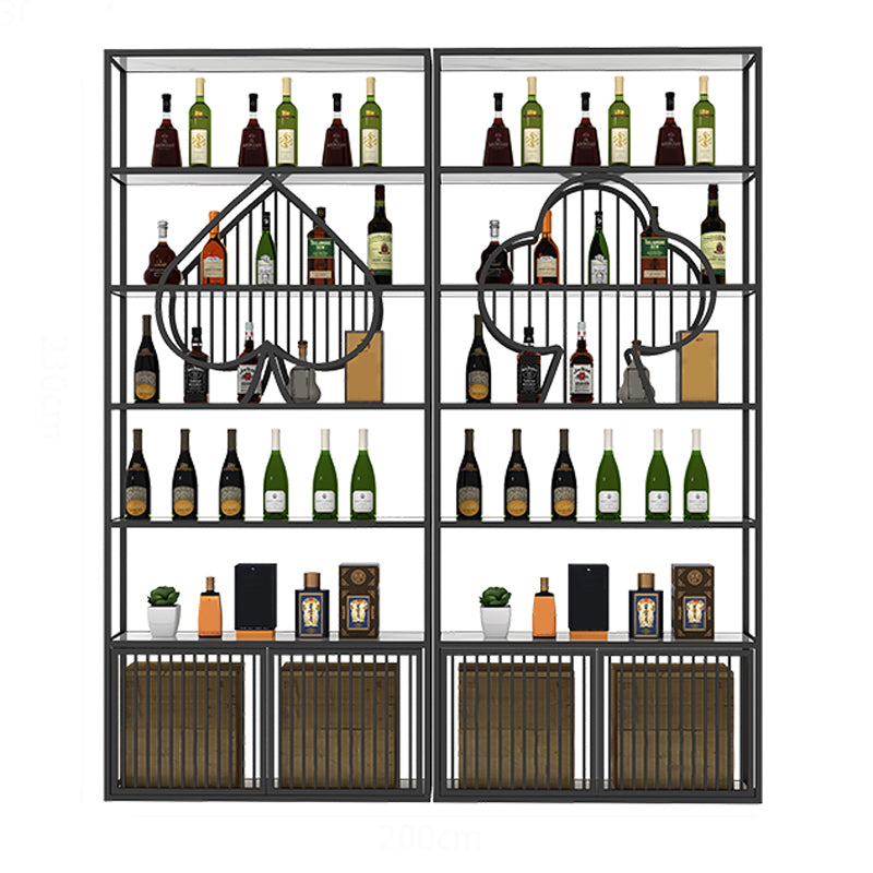 Luxury Freestanding Wine Bottle Rack Metal with Storage Shelves Bottle Holder