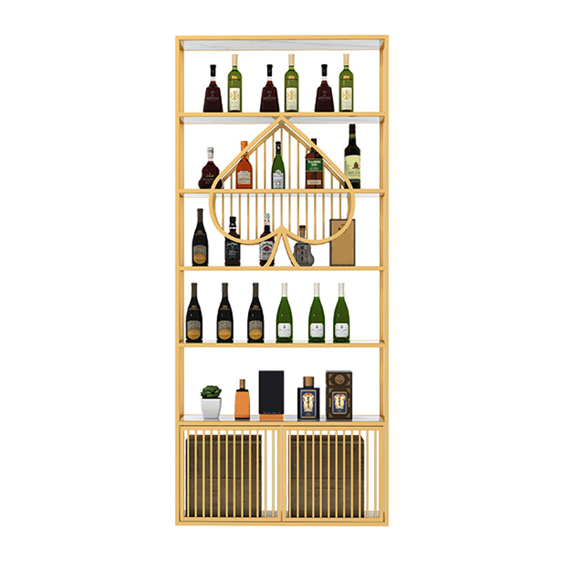 Luxury Freestanding Wine Bottle Rack Metal with Storage Shelves Bottle Holder