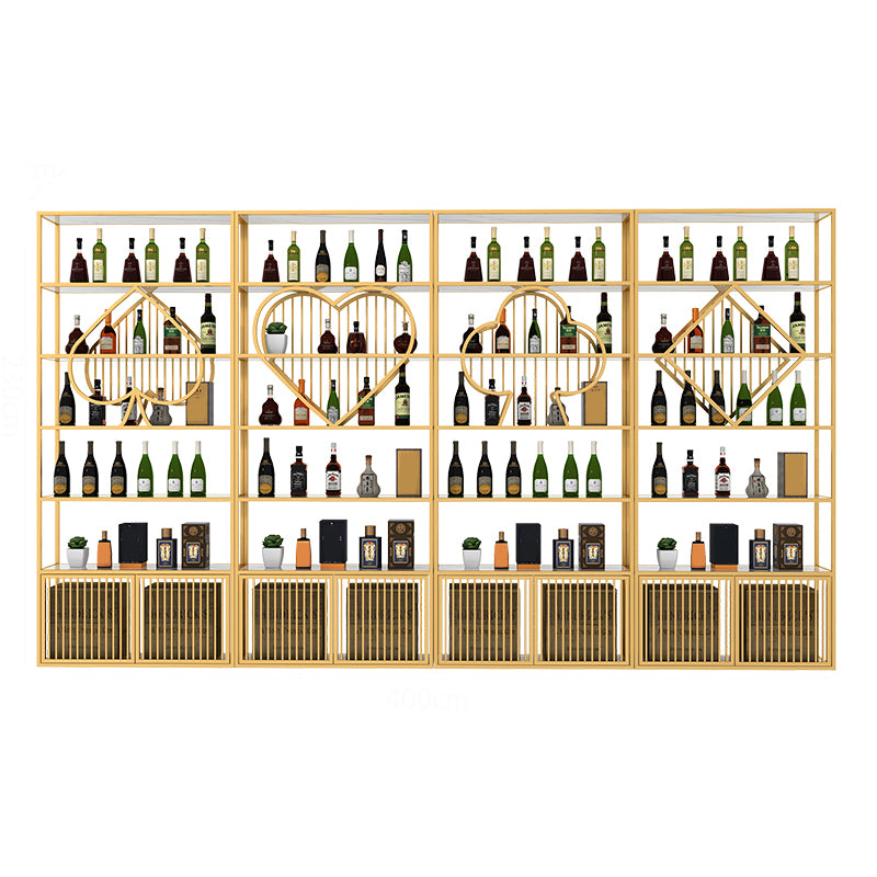 Luxury Freestanding Wine Bottle Rack Metal with Storage Shelves Bottle Holder