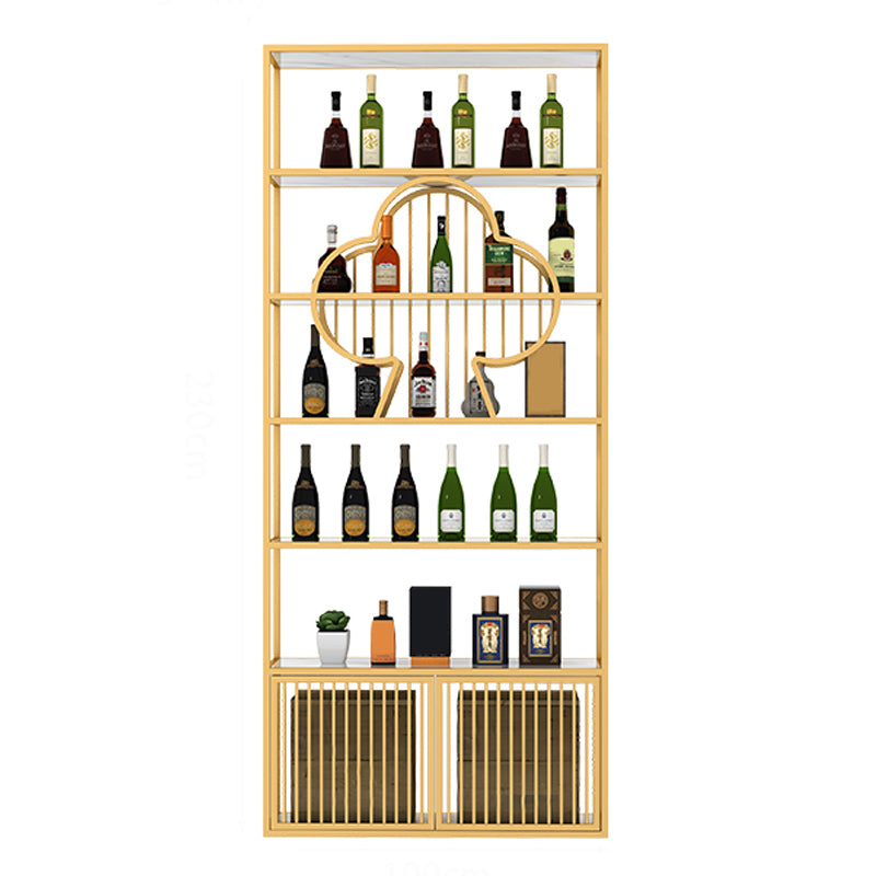 Luxury Freestanding Wine Bottle Rack Metal with Storage Shelves Bottle Holder