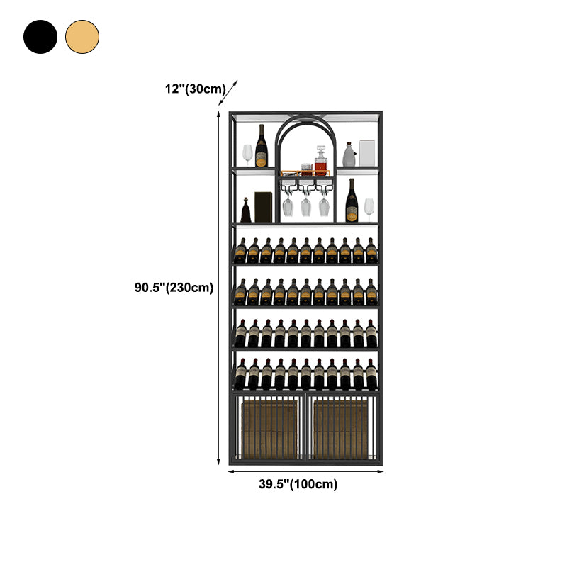 Luxury Freestanding Wine Bottle Rack Metal with Storage Shelves Bottle Holder