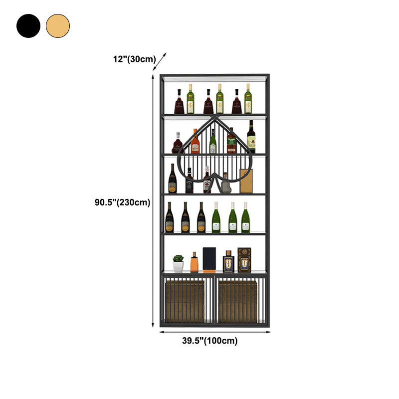 Luxury Freestanding Wine Bottle Rack Metal with Storage Shelves Bottle Holder