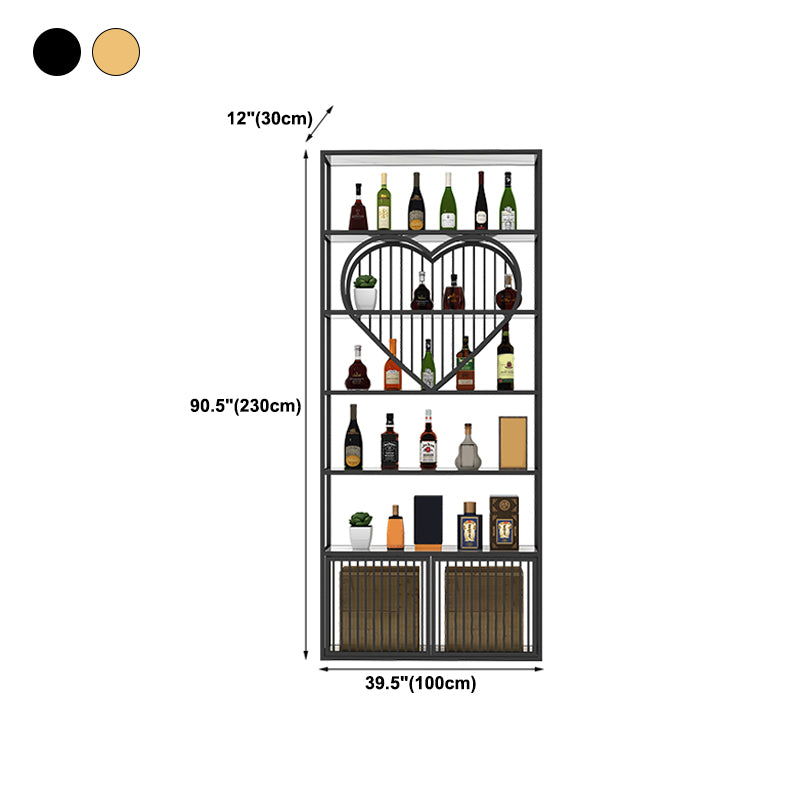 Luxury Freestanding Wine Bottle Rack Metal with Storage Shelves Bottle Holder