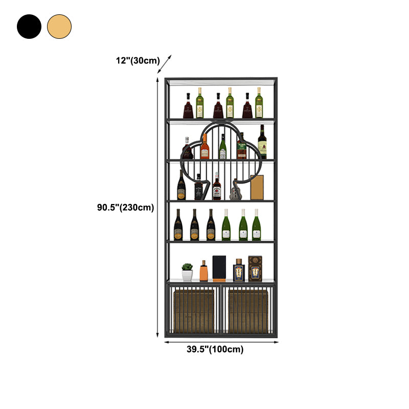 Luxury Freestanding Wine Bottle Rack Metal with Storage Shelves Bottle Holder