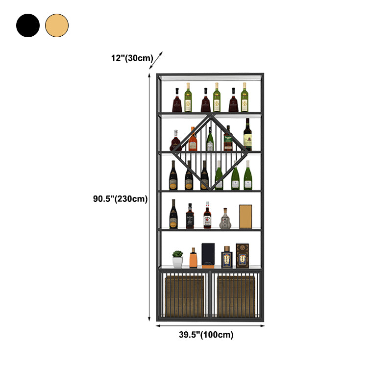 Luxury Freestanding Wine Bottle Rack Metal with Storage Shelves Bottle Holder