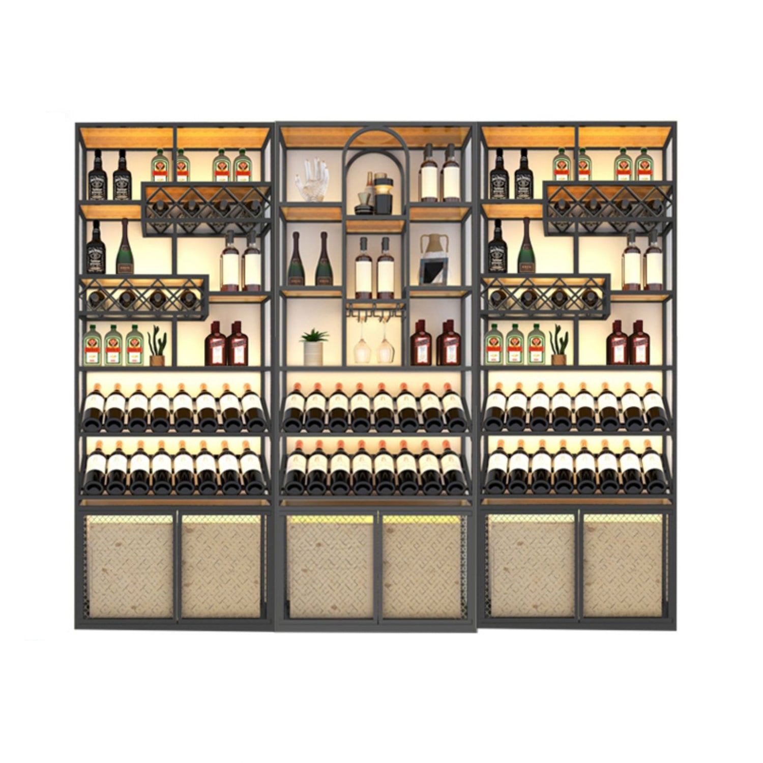 Iron Floor Wine Bottle & Glass Rack Industrial Wine Rack Kit
