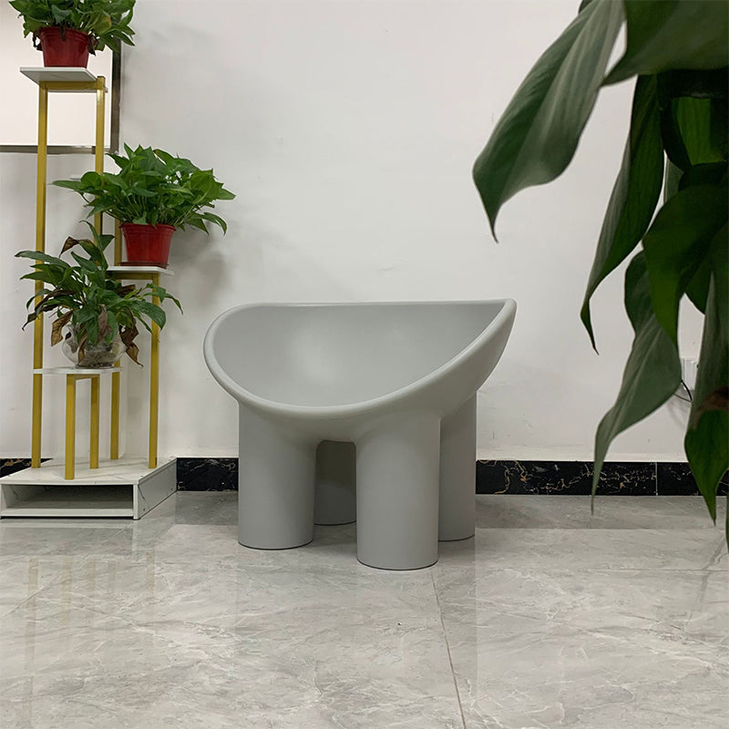 Modern Armless PP Accent Chair Bowl Shape Elephant Legs Papasan Chair