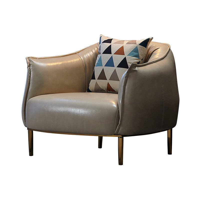 32.28"L x 31.89"W x 29.92"H Faux Leather Barrel Chair,Modern Sloped Arms Chair