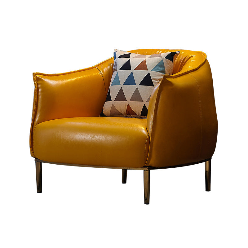 32.28"L x 31.89"W x 29.92"H Faux Leather Barrel Chair,Modern Sloped Arms Chair