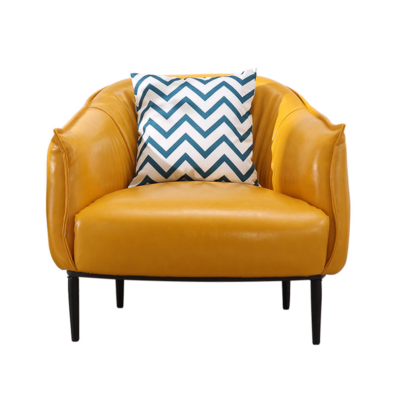 32.28"L x 31.89"W x 29.92"H Faux Leather Barrel Chair,Modern Sloped Arms Chair