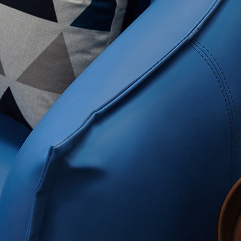 32.28"L x 31.89"W x 29.92"H Faux Leather Barrel Chair,Modern Sloped Arms Chair