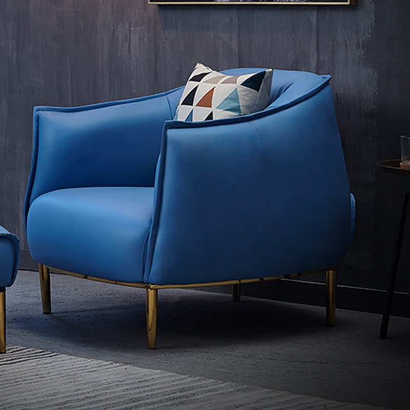 32.28"L x 31.89"W x 29.92"H Faux Leather Barrel Chair,Modern Sloped Arms Chair