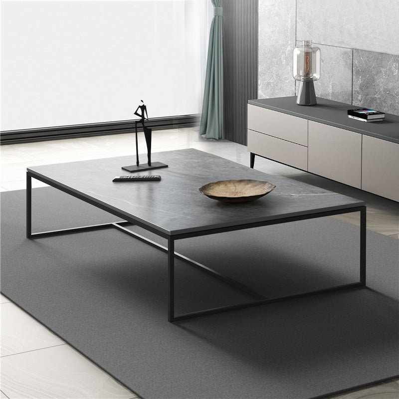 Rectangle Cocktail Table Slate Four Legs Coffee Table Light Grey