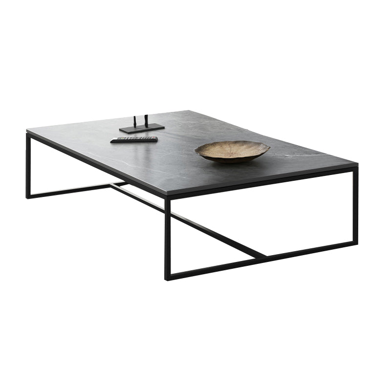 Rectangle Cocktail Table Slate Four Legs Coffee Table Light Grey