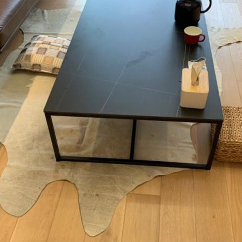 Rectangle Cocktail Table Slate Four Legs Coffee Table Light Grey