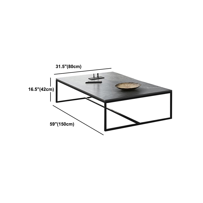 Rectangle Cocktail Table Slate Four Legs Coffee Table Light Grey